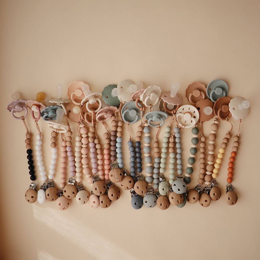 Mushie Pacifier Clip Eva Cloudy Mauve