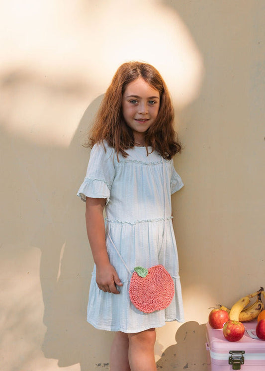 Acorn Peach Straw Bag