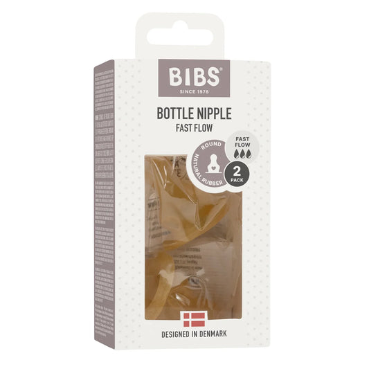 BIBS Dummies Replacement Bottle Nipples 2 Pack Fast Flow