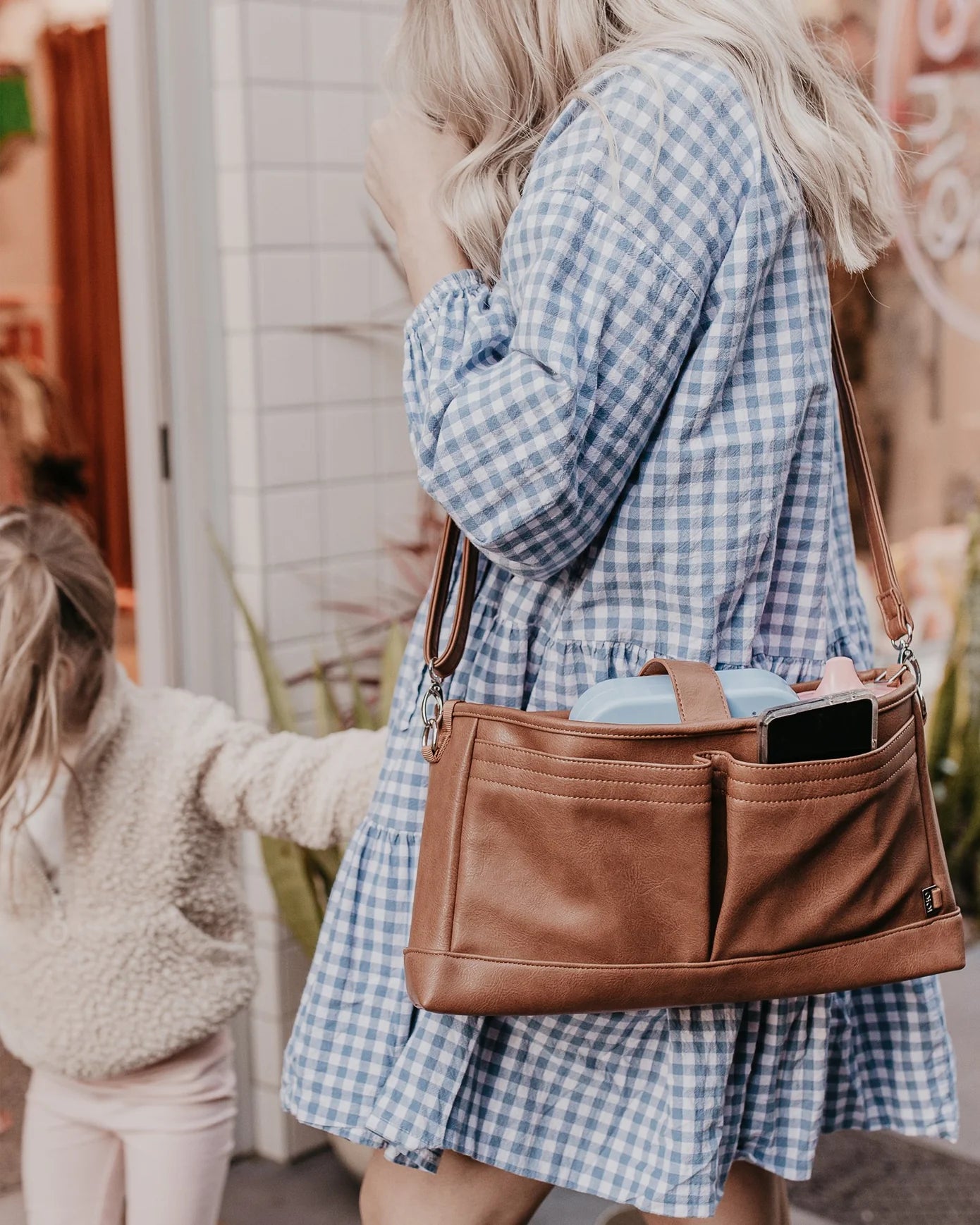 OiOi Vegan Leather Stroller Organiser Tan