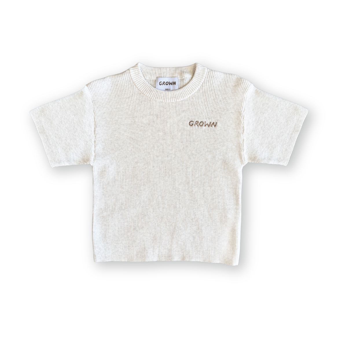 Grown Organic Ribbed Knitted Logo Tee Coconut