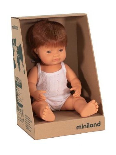 Miniland 38cm Baby Doll Red Head Caucasian Boy