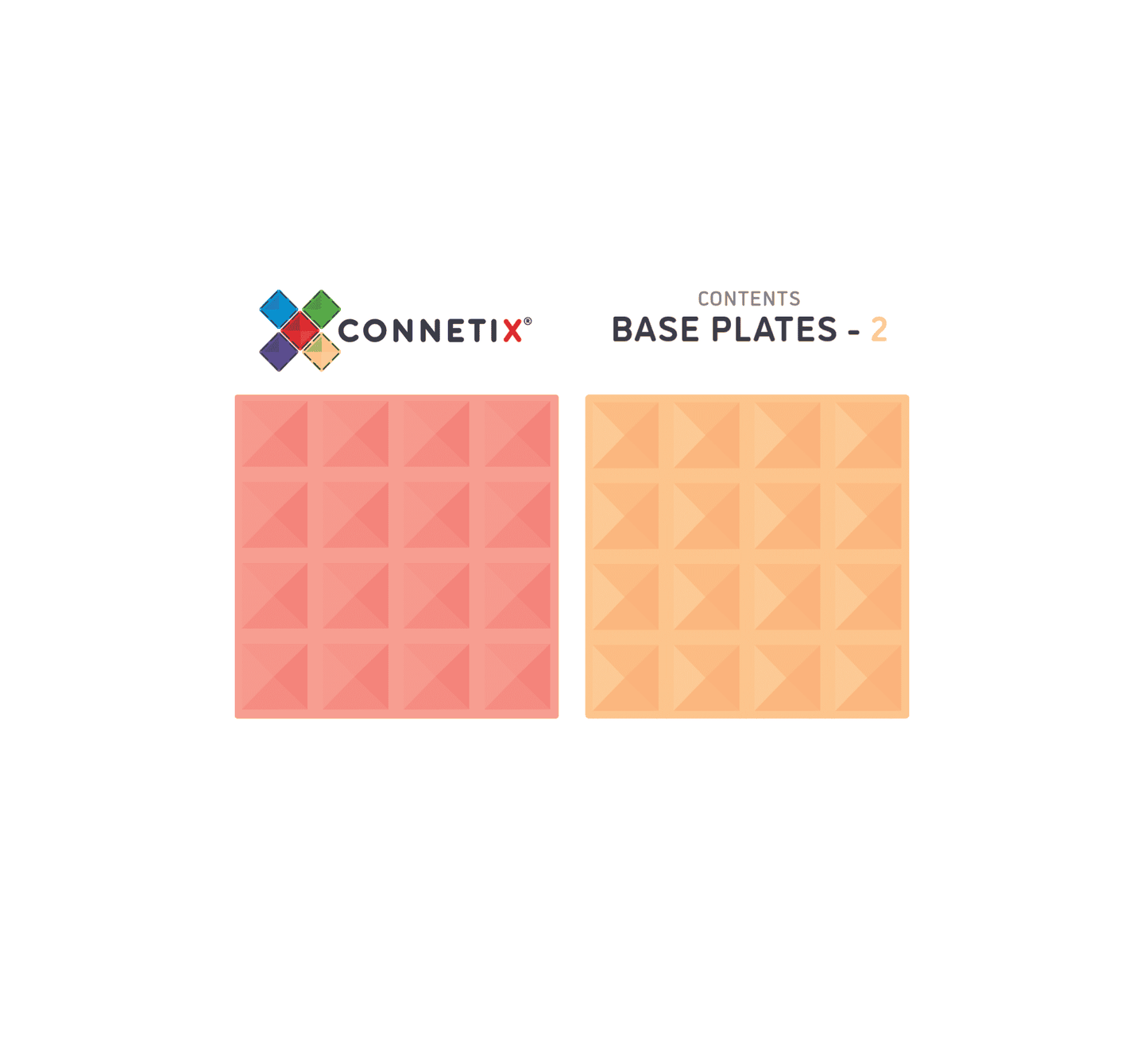 Connetix Tiles Pastel Lemon & Peach 2 Piece Base Plate Pack