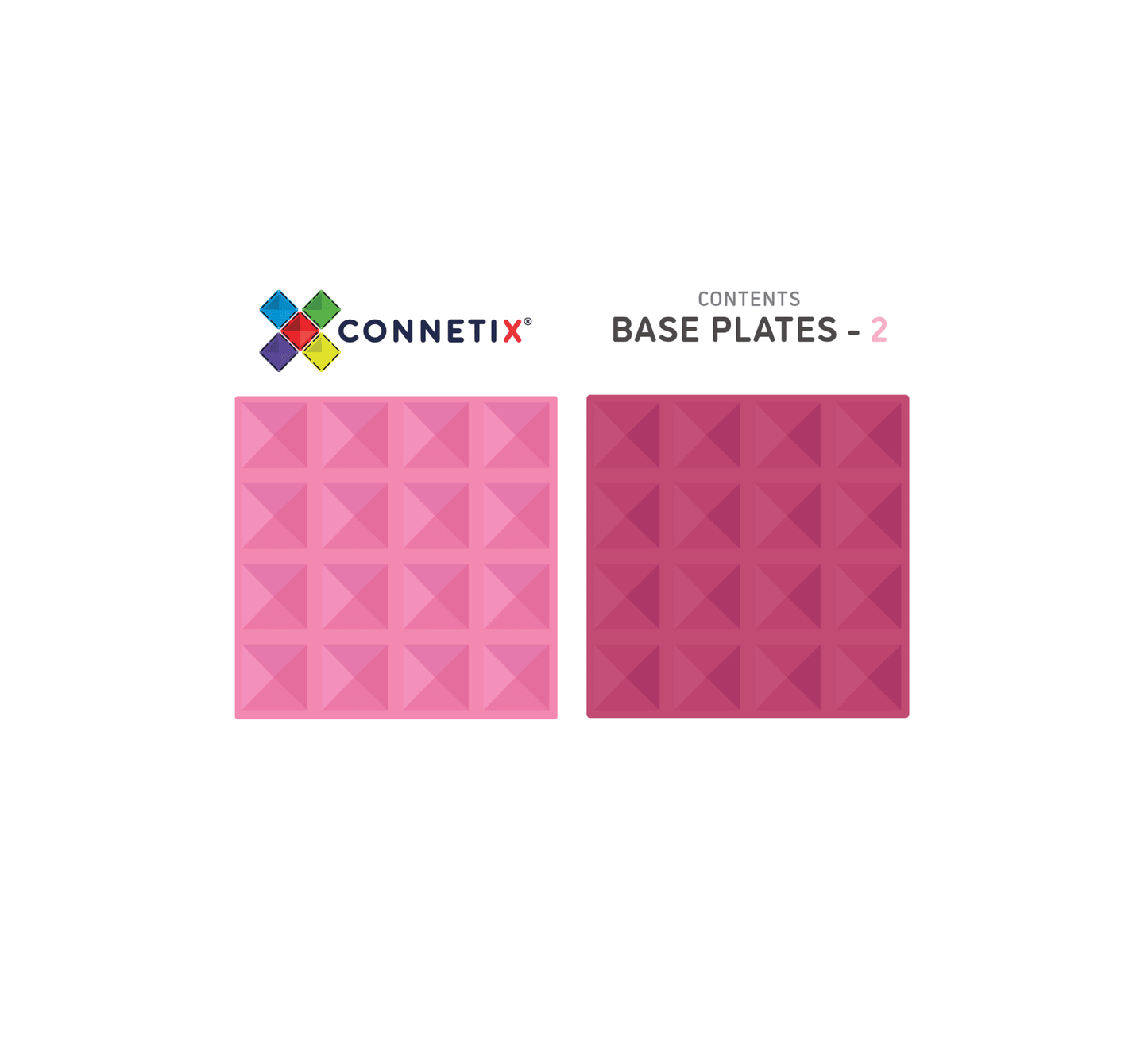 Connetix Tiles Pastel Pink & Berry 2 Piece Base Plate Pack