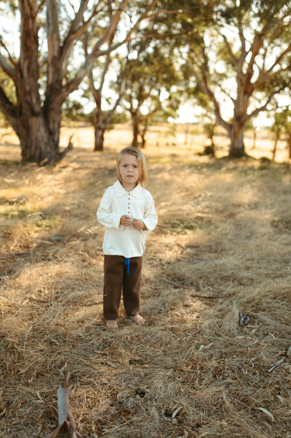 Grown Organic Collar Long Sleeve Tee Milk