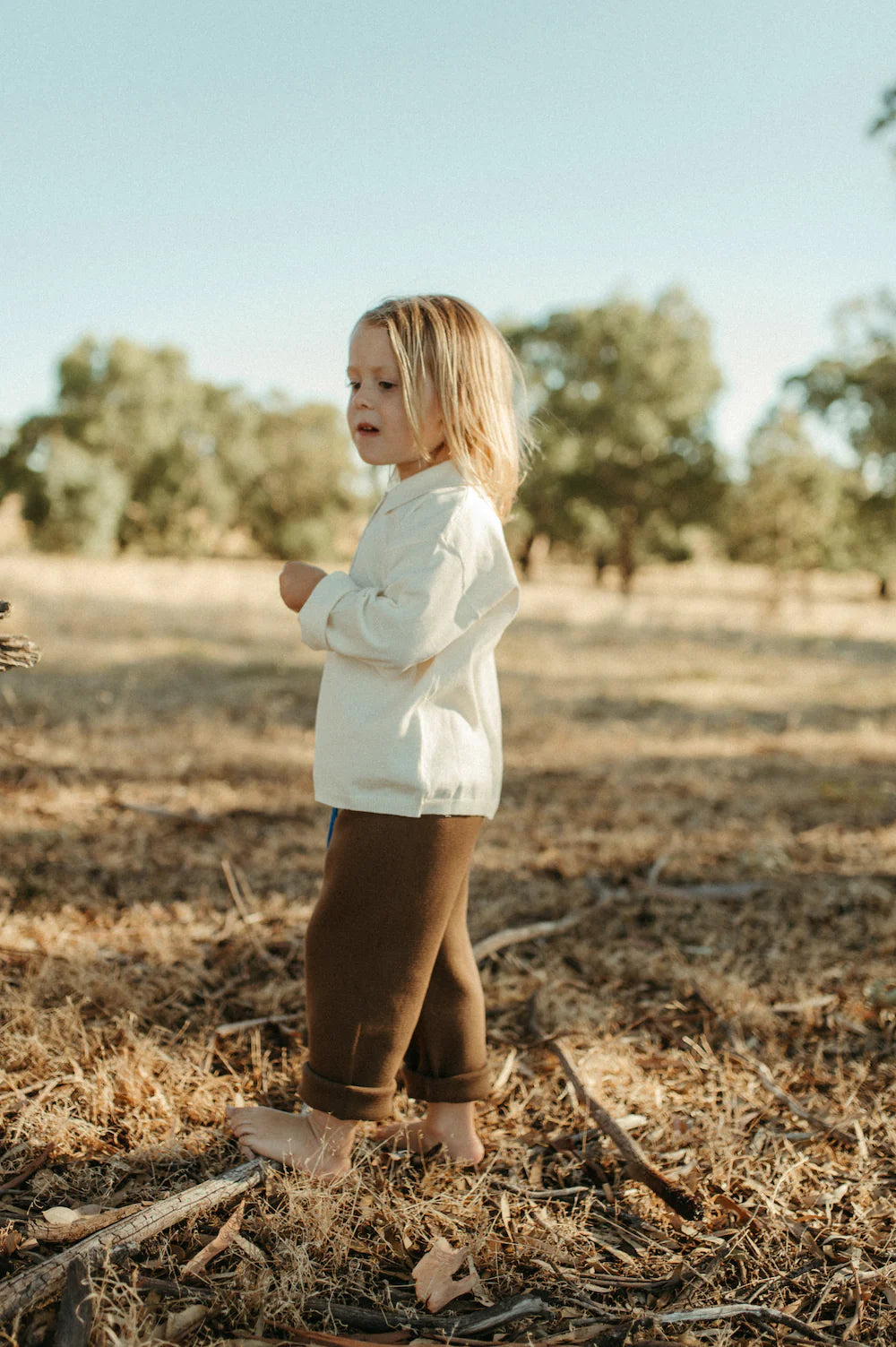 Grown Organic Collar Long Sleeve Tee Milk