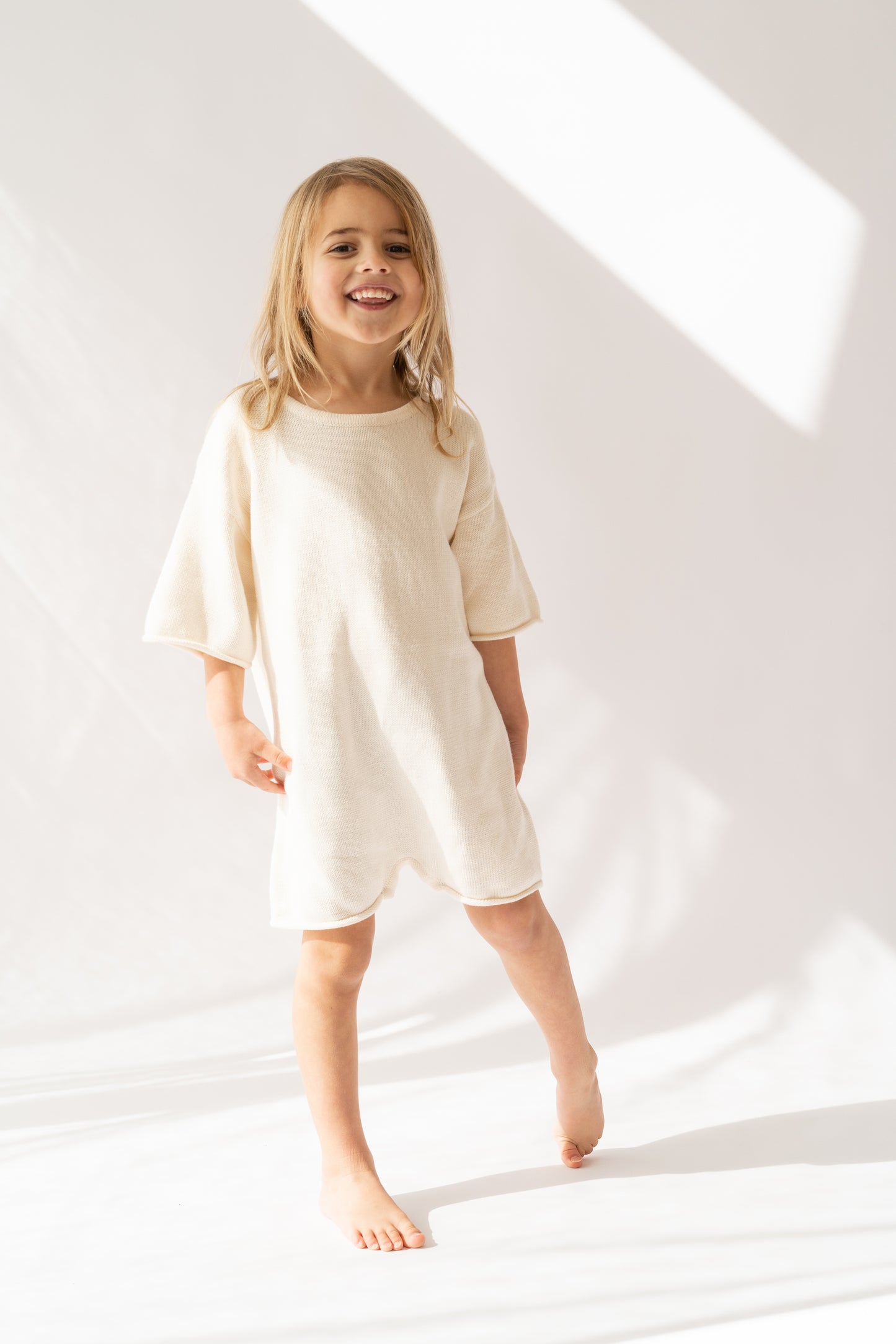 Illoura The Label Essential Short Sleeve Knit Romper Vanilla