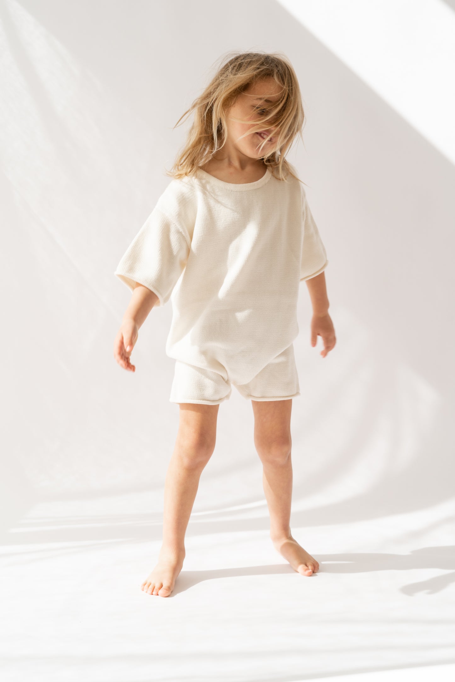 Illoura The Label Essential Short Sleeve Knit Romper Vanilla