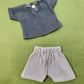 Threadz.Co Dolls Clothing Boys Denim Stripe Shorts and Navy Top 38cm