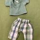 Threadz.Co Dolls Clothing Boys Blue Gingham Pants and Teal Top 21cm