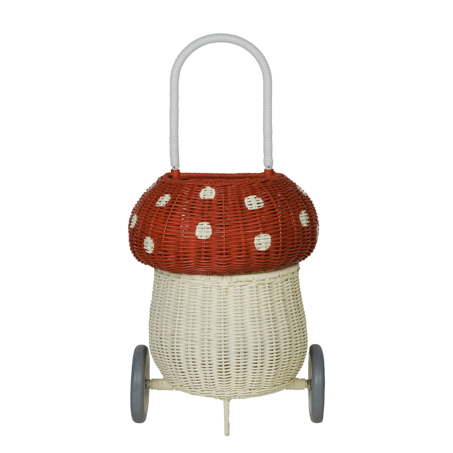 Olli Ella Rattan Mushroom Luggy Red and White