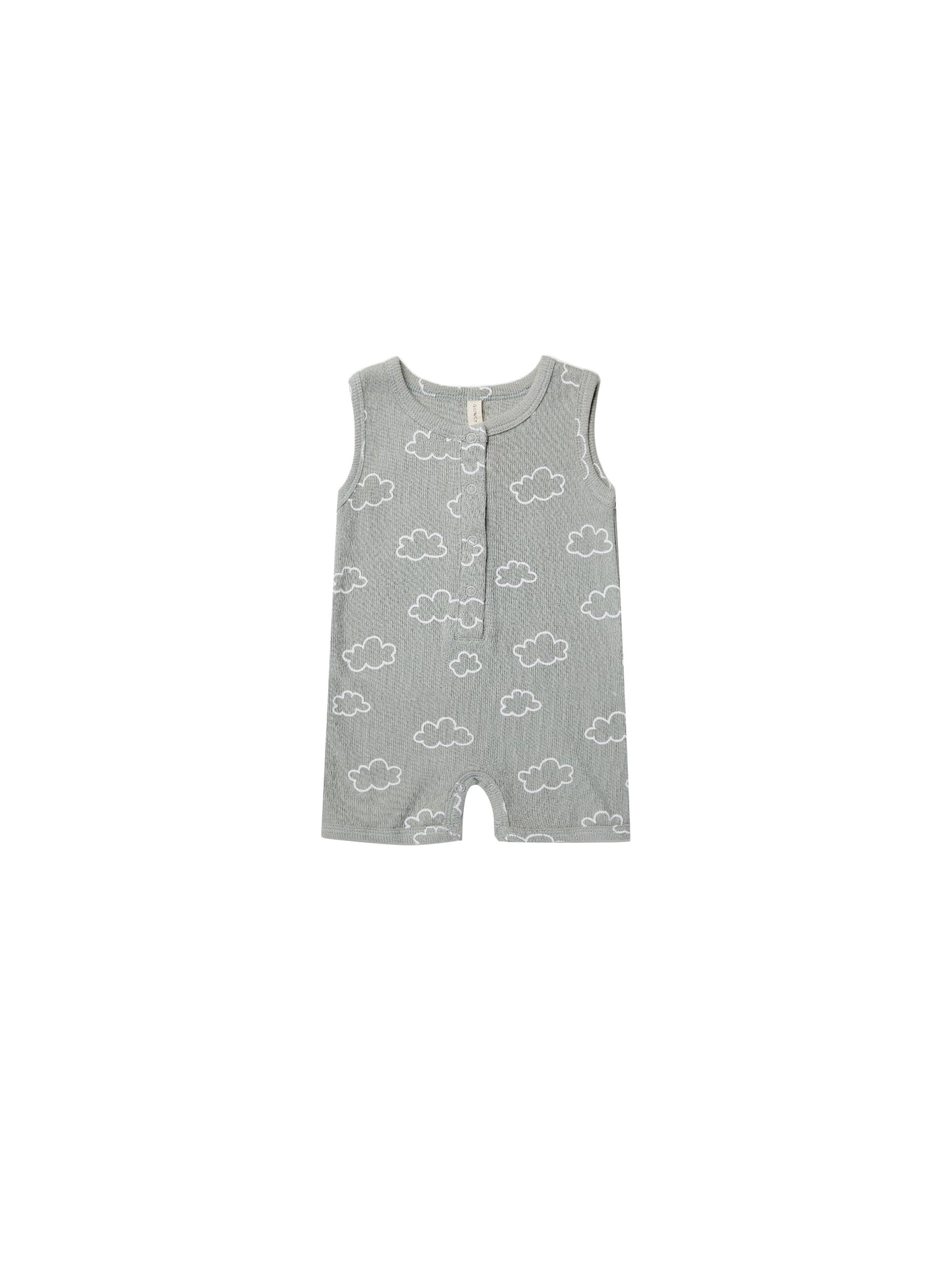 Quincy Mae Ribbed Henley Romper Clouds Sky