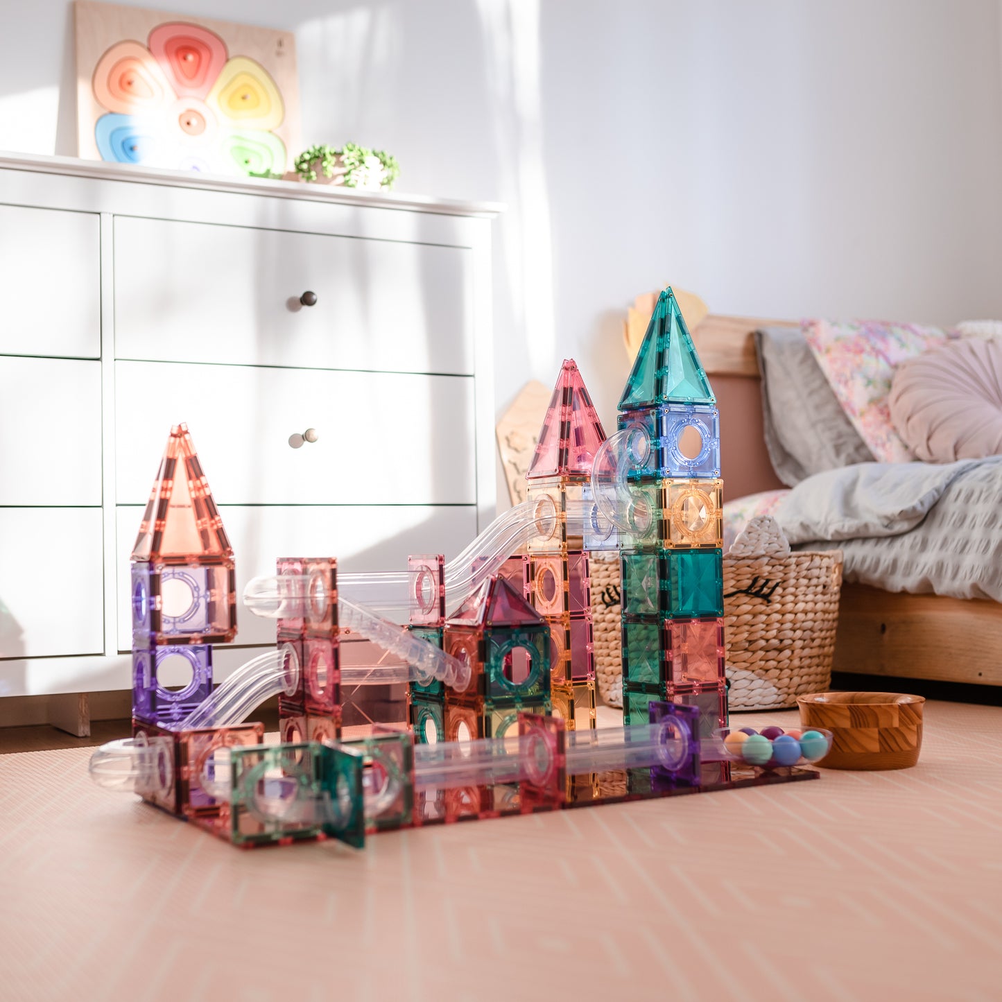 Connetix Tiles 106 Piece Pastel Ball Run