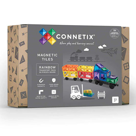 Connetix Tiles 50 Piece Rainbow Transport Pack