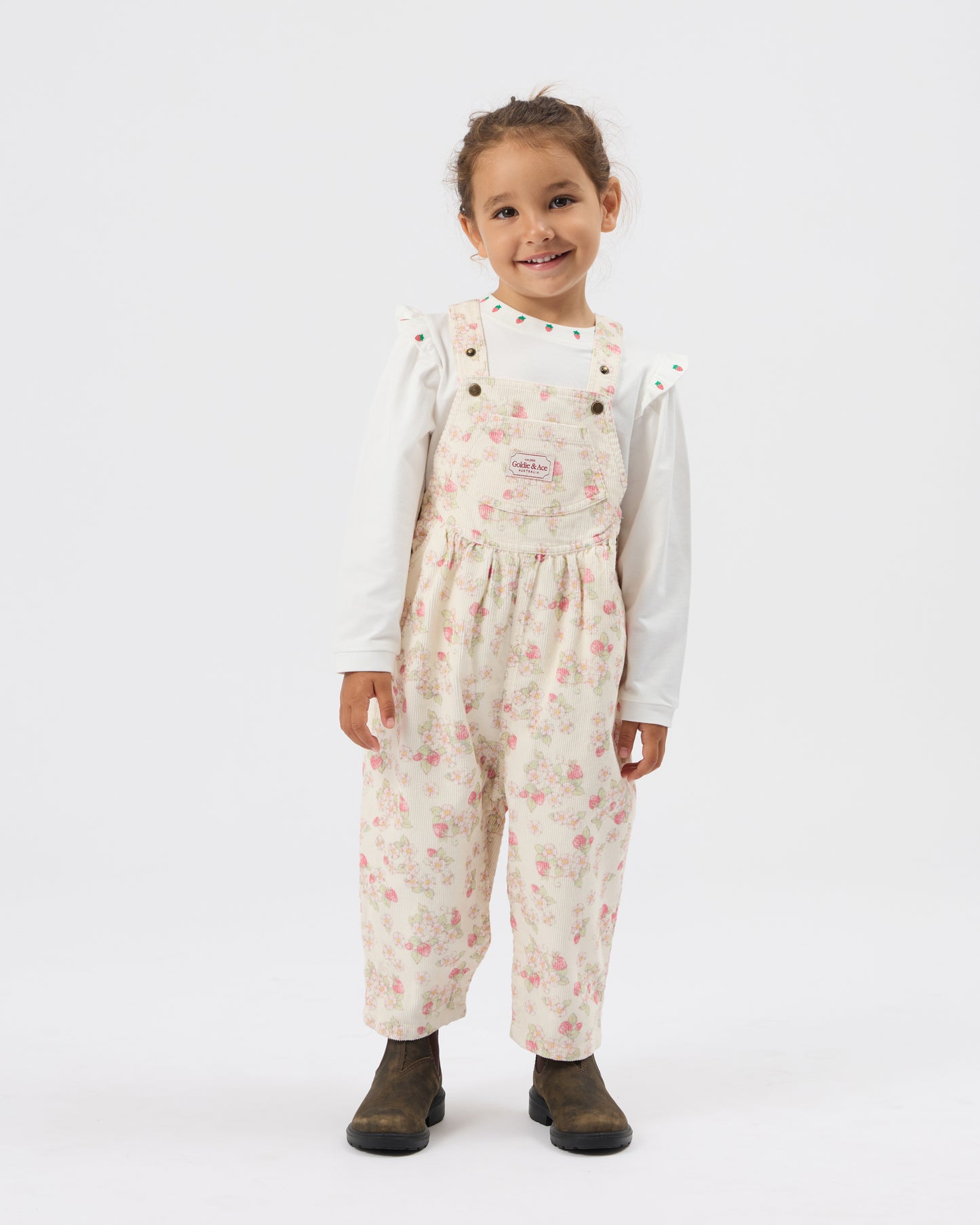 Goldie + Ace Strawberrry Fields Goldie Vintage Overalls Cream