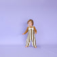 Grown Vertical Stripe Knit Overalls Coffee