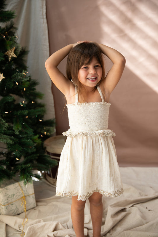 Bella and Lace Twinkle Dress White Christmas