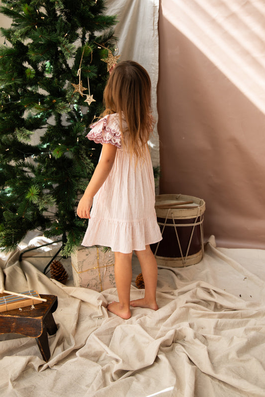 Bella and Lace Christmas Bells Dress Peppermint Pink