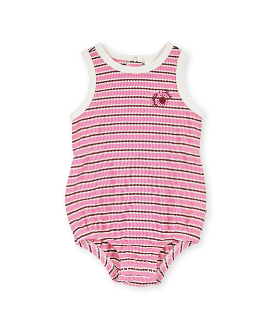 Goldie + Ace Waffle Bubble Romper Pink