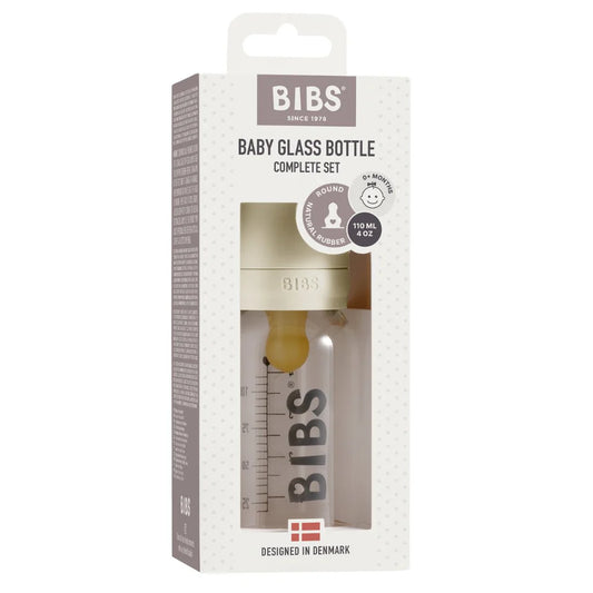 BIBS Dummies 110ml Glass Bottle Set Ivory