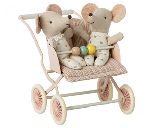 Maileg Stroller Baby Mice Rose