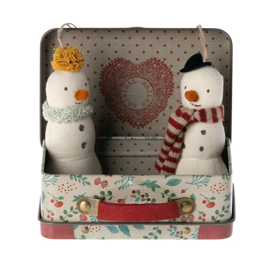 Maileg Snowman Ornaments in Suitcase