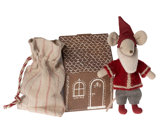 Maileg Santa Mouse with Gingerbread House