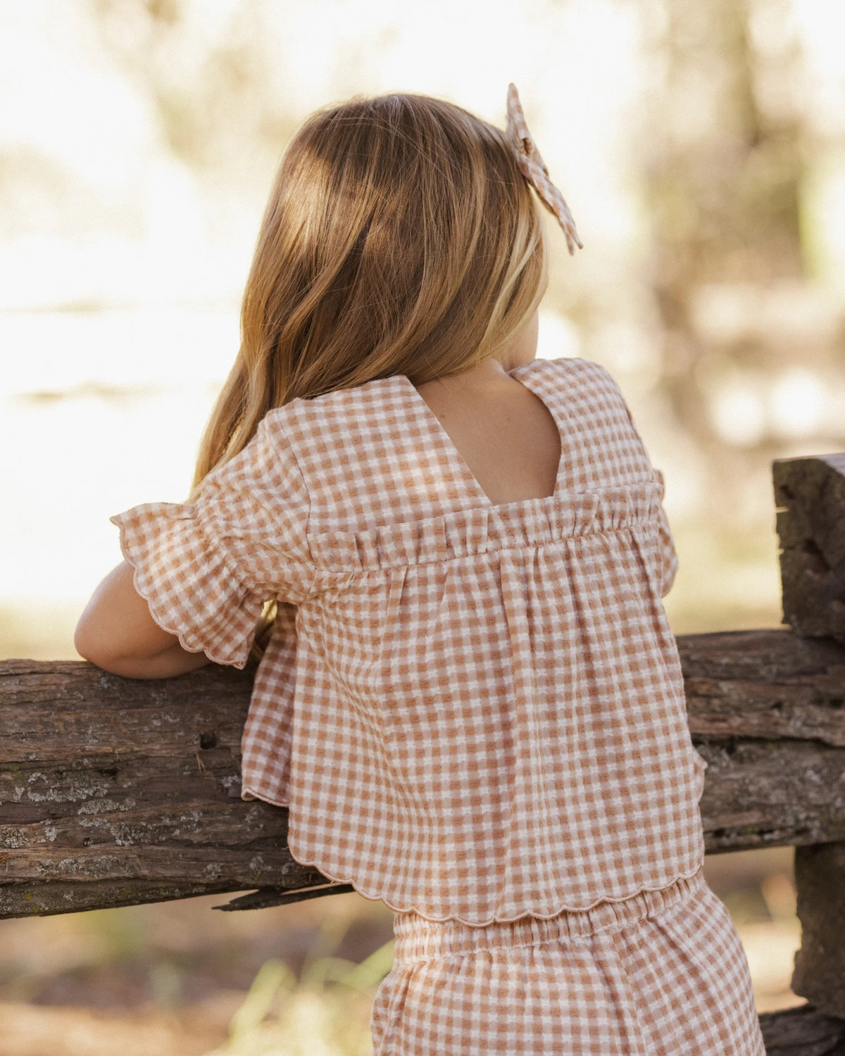 Rylee + Cru Gracie Blouse Fawn Gingham