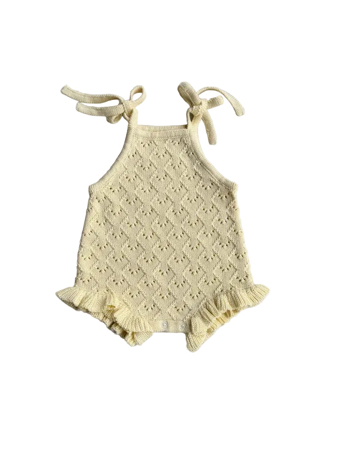 Freckles The Label Mila Pointelle Tie Romper Butter