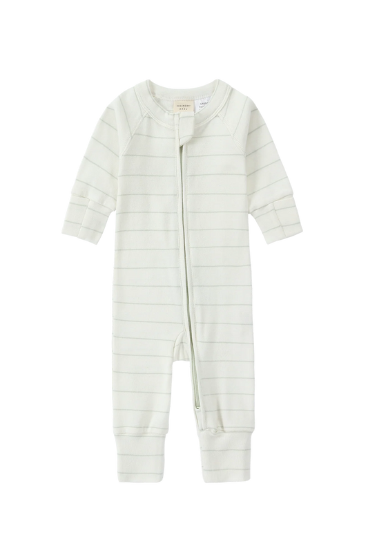 Susukoshi Long Sleeve Zip Growsuit White Sky