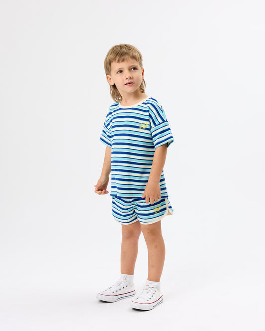 Goldie + Ace Waffle Stripe T-Shirt Blue