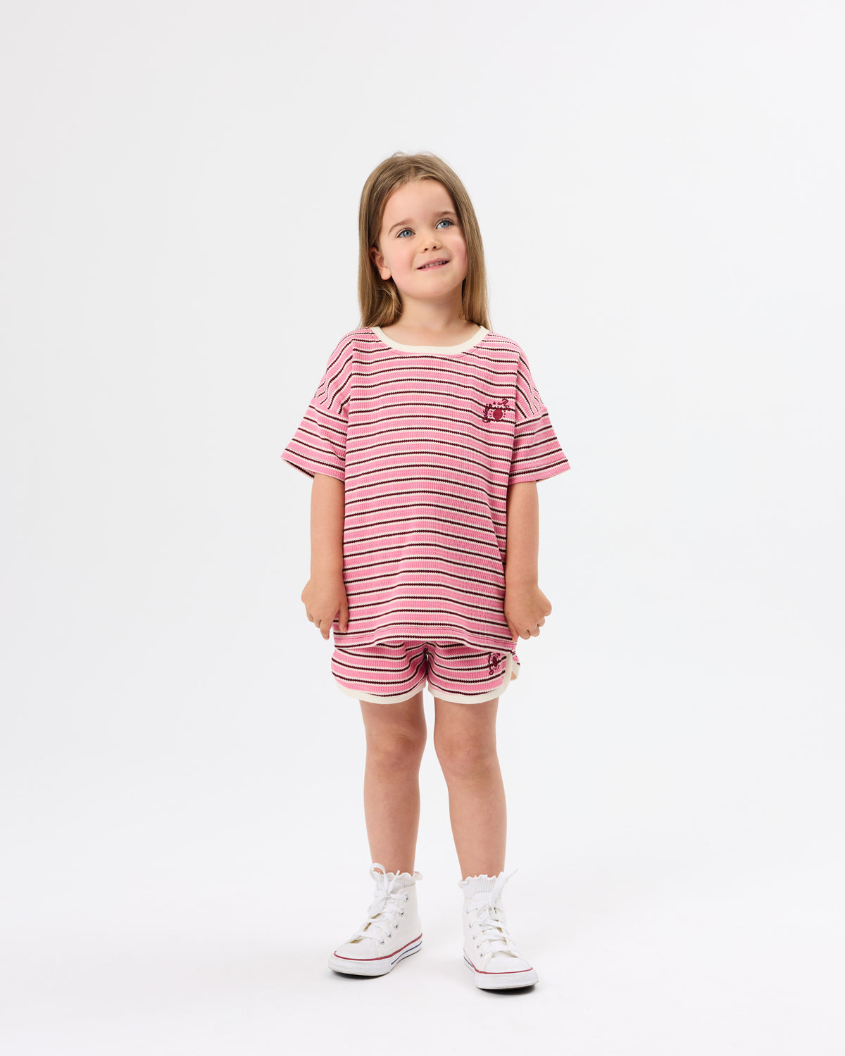 Goldie + Ace Waffle Stripe T-Shirt Pink