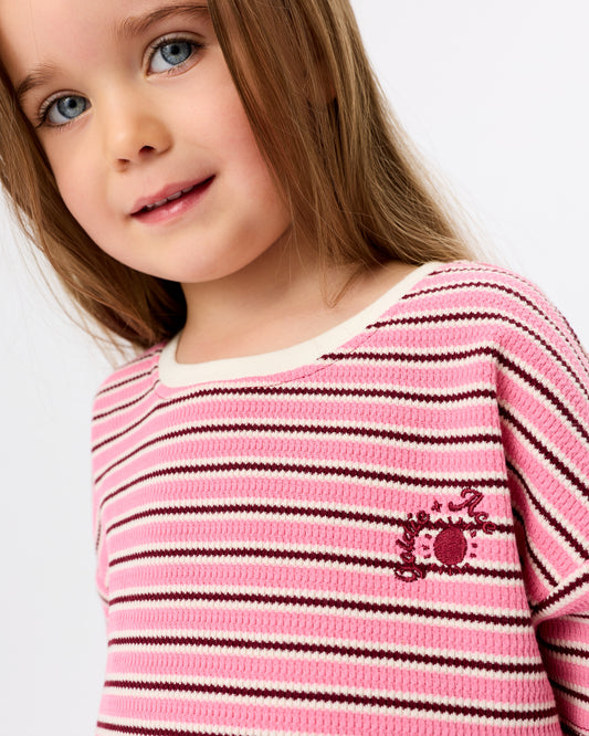 Goldie + Ace Waffle Stripe T-Shirt Pink