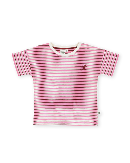 Goldie + Ace Waffle Stripe T-Shirt Pink