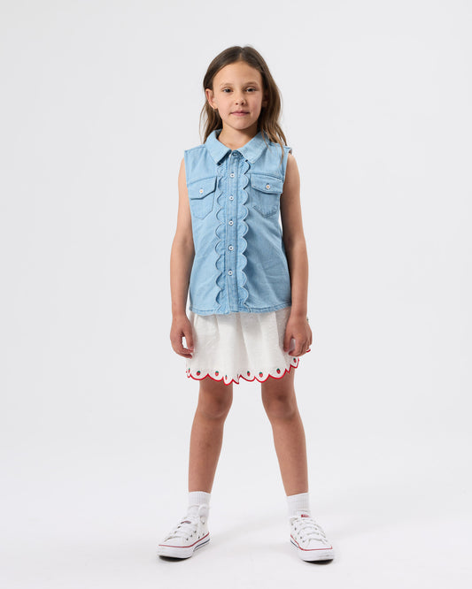 Goldie + Ace Scallop Edge Chambray Vest