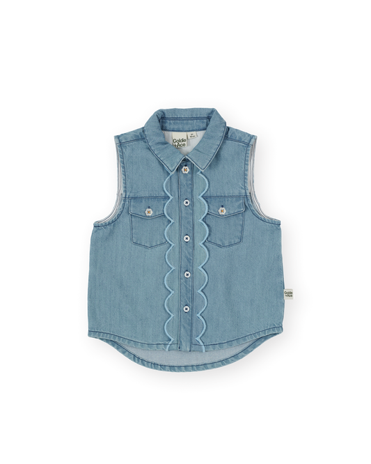 Goldie + Ace Scallop Edge Chambray Vest