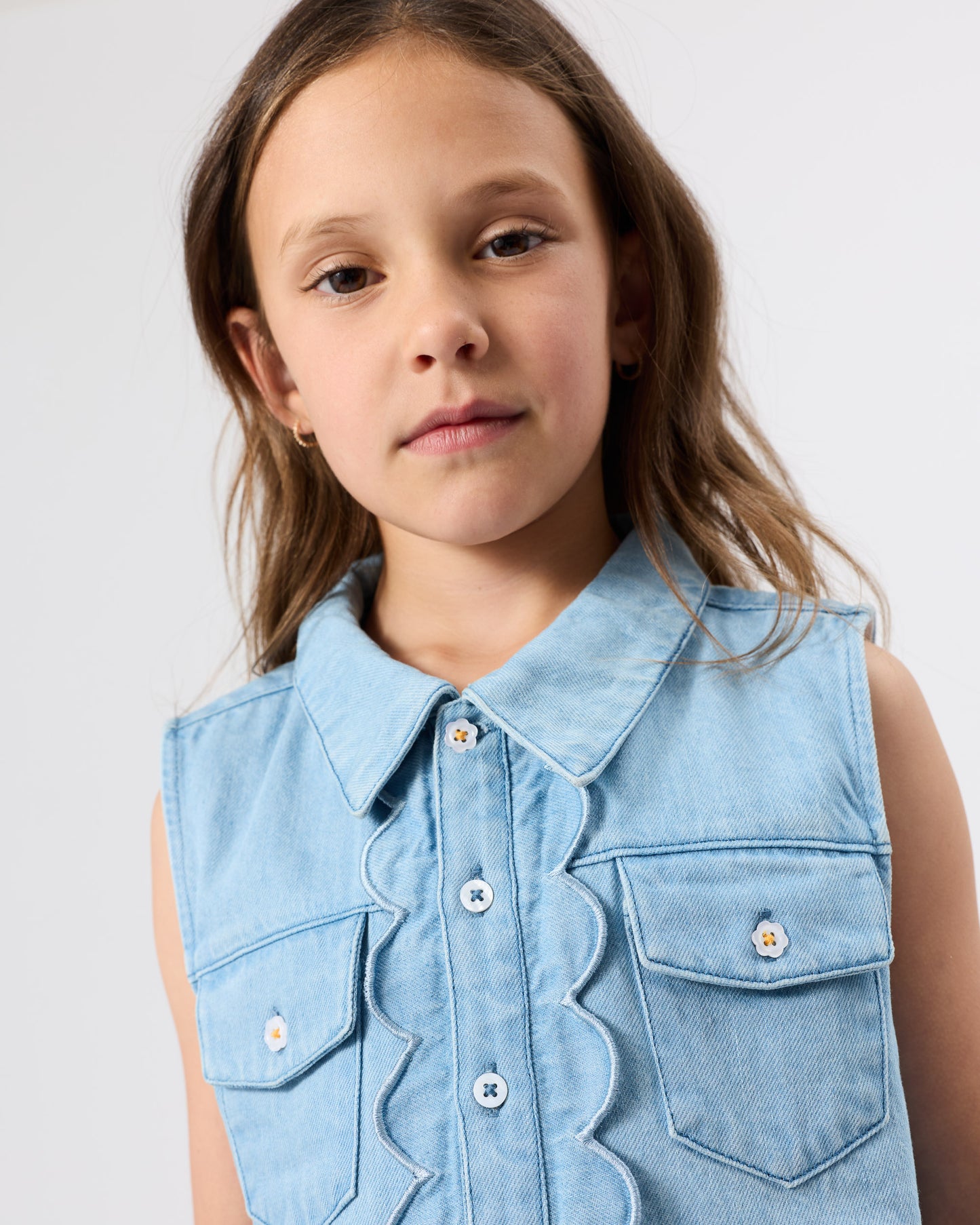 Goldie + Ace Scallop Edge Chambray Vest