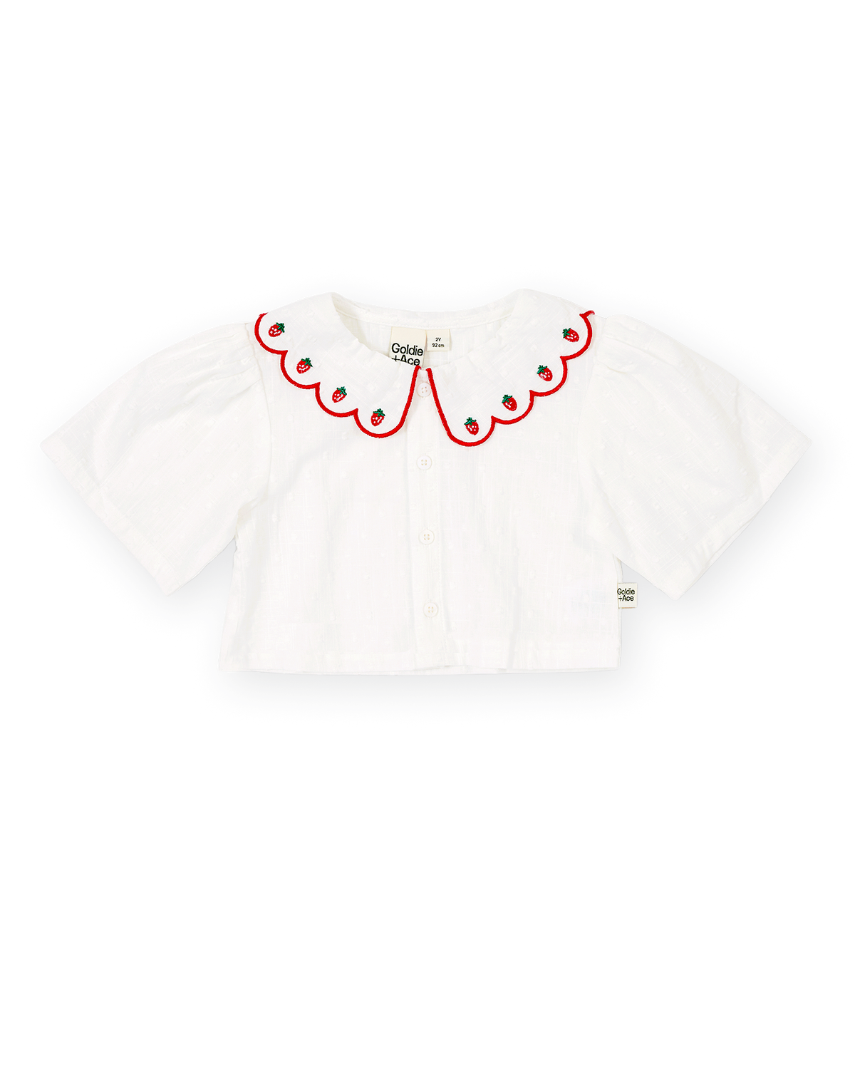 Goldie + Ace Scallop Collar Strawberry Cropped Blouse