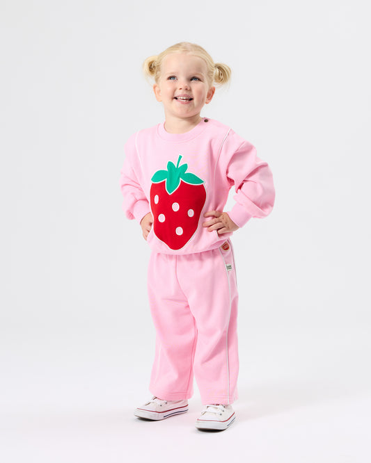 Goldie + Ace Jumbo Strawberry Piped Sweater Pink