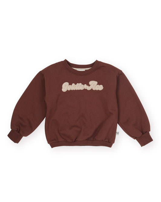 Goldie + Ace Comfy Embroidered Sweater Chestnut