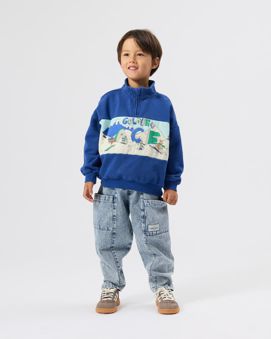 Goldie + Ace Alpine Quarter Zip Sweater Cobalt Blue