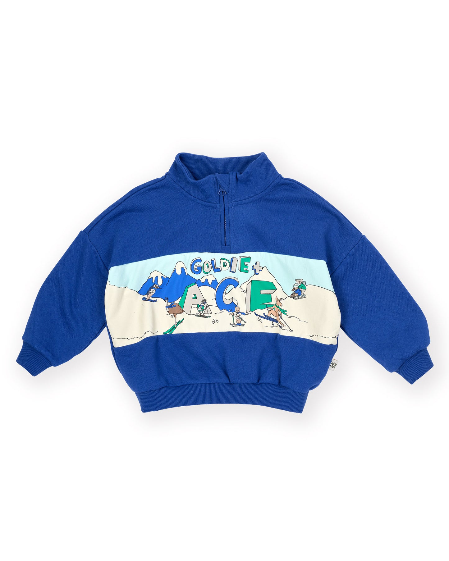 Goldie + Ace Alpine Quarter Zip Sweater Cobalt Blue