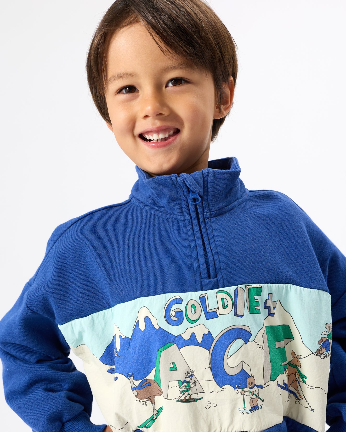 Goldie + Ace Alpine Quarter Zip Sweater Cobalt Blue