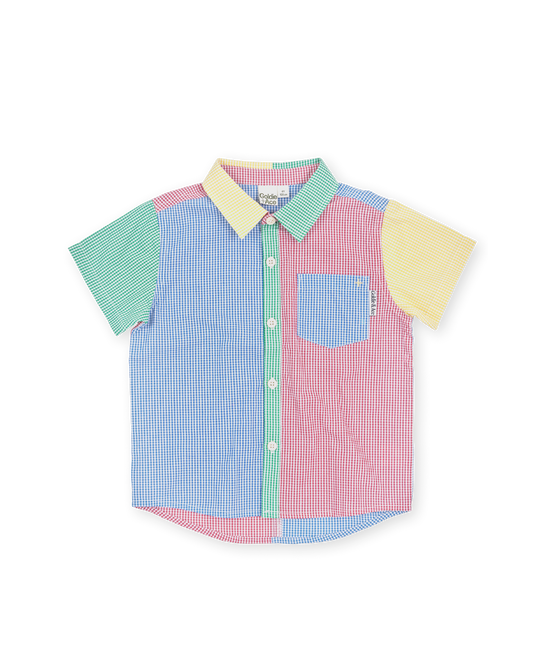Goldie + Ace Gingham Colour Block Holiday Shirt