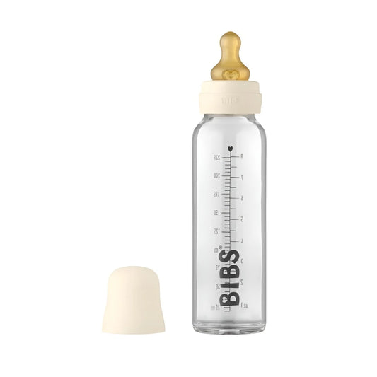 BIBS Dummies 225ml Glass Bottle Set Ivory