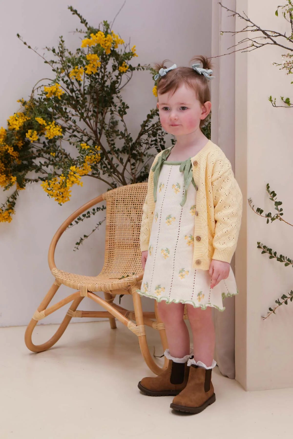 Freckles The Label Mila Pointelle Cardigan Butter