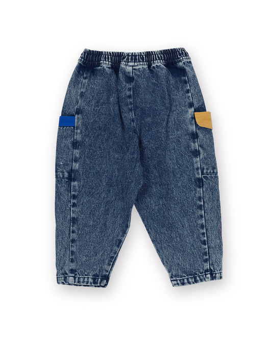 Goldie + Ace Kit Colour Block Denim Pocket Pant Dark Denim / Multi