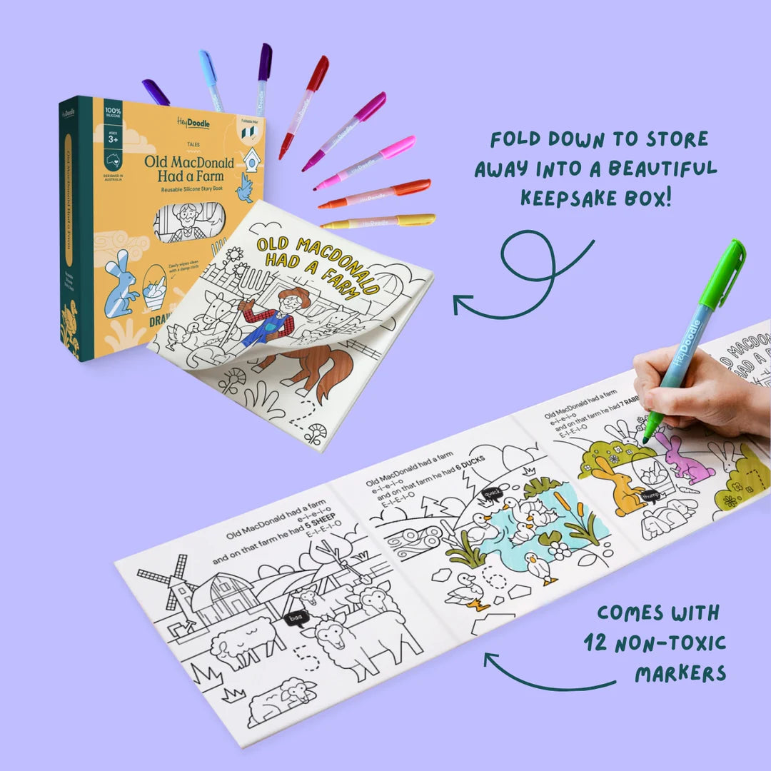 Hey Doodle Old MacDonald Had a Farm Tales Reusable Colouring Book