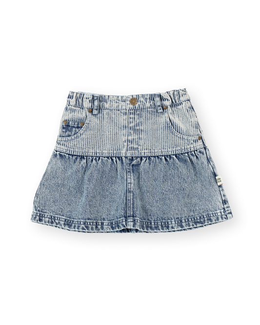 Goldie + Ace Pinstripe Peplum Denim Skirt