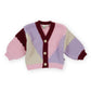 Goldie + Ace Colour Block Knit Cardigan Pink/Purple